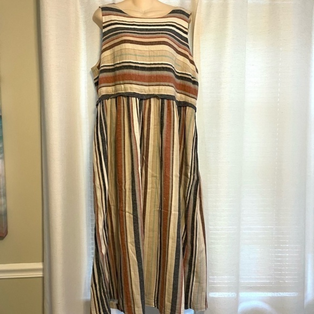 NWT Coldwater Creek Earth Tones Sleeveless Sundress Cotton Linen Blend size 18